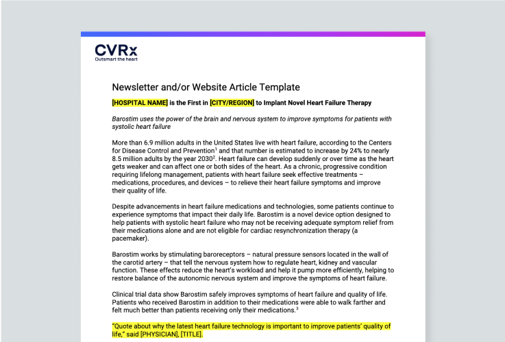 barostim patient facing newsletter template