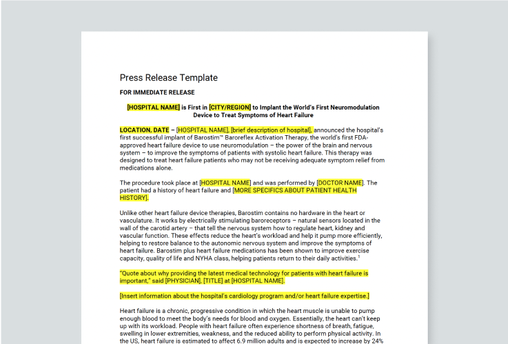 barostim press release template